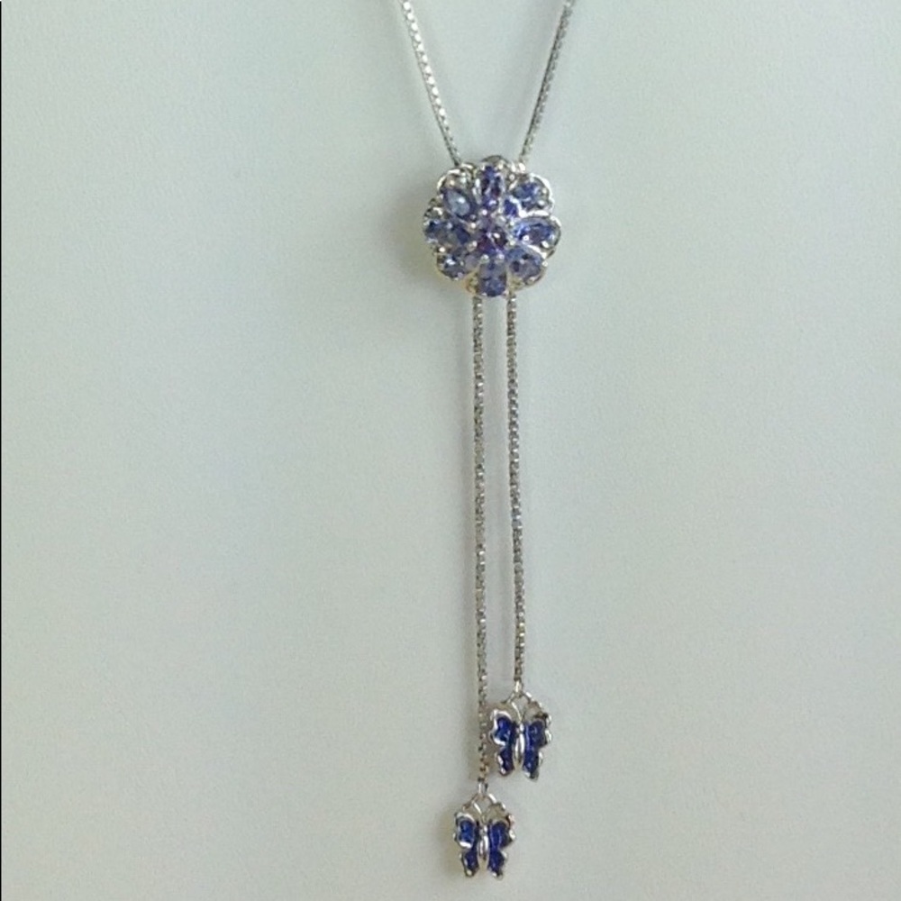 Genuine Tanzanite Lariat Necklace 18-20" - Picture 4 of 8